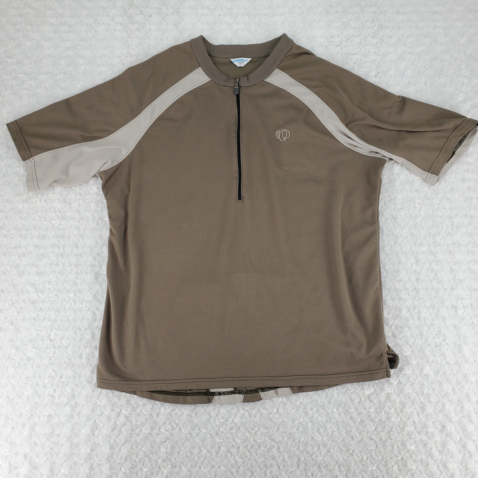 Vintage Pearl Izumi Cycling Shirt Men XL Brown 1/4 Zip Crew Neck Zip Back Pocket