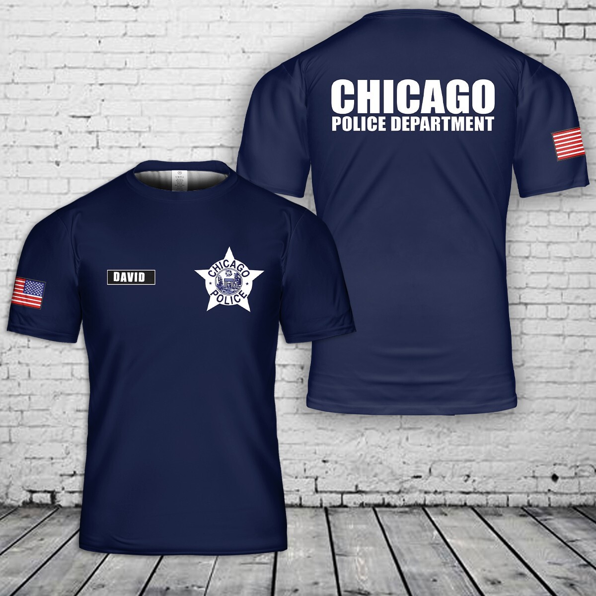 Custom Name Chicago Police All Over Printed Shirt 3D T- shirt Full Size S-5XL gallery
