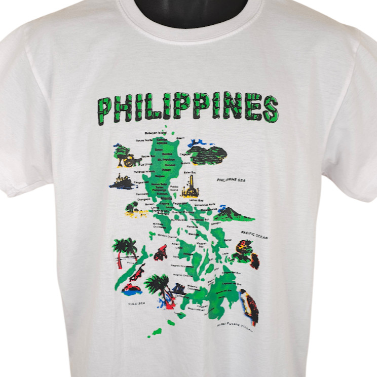 Philippines Map T Shirt Mens Size Large White Travel Destination Tee