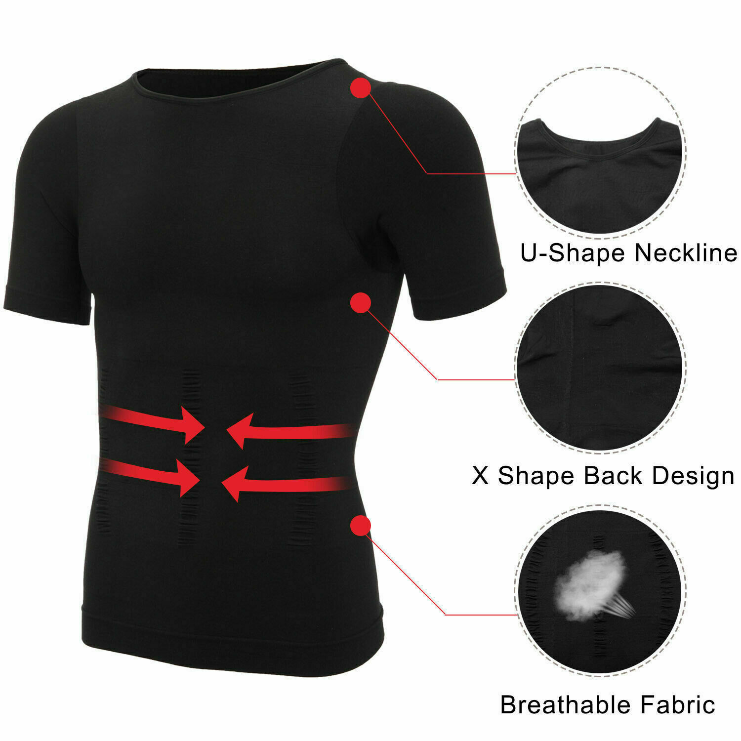 SecondSkin Men's Compression T-Shirts Body Shaper Slimming Cooling Fitness Tops gallery