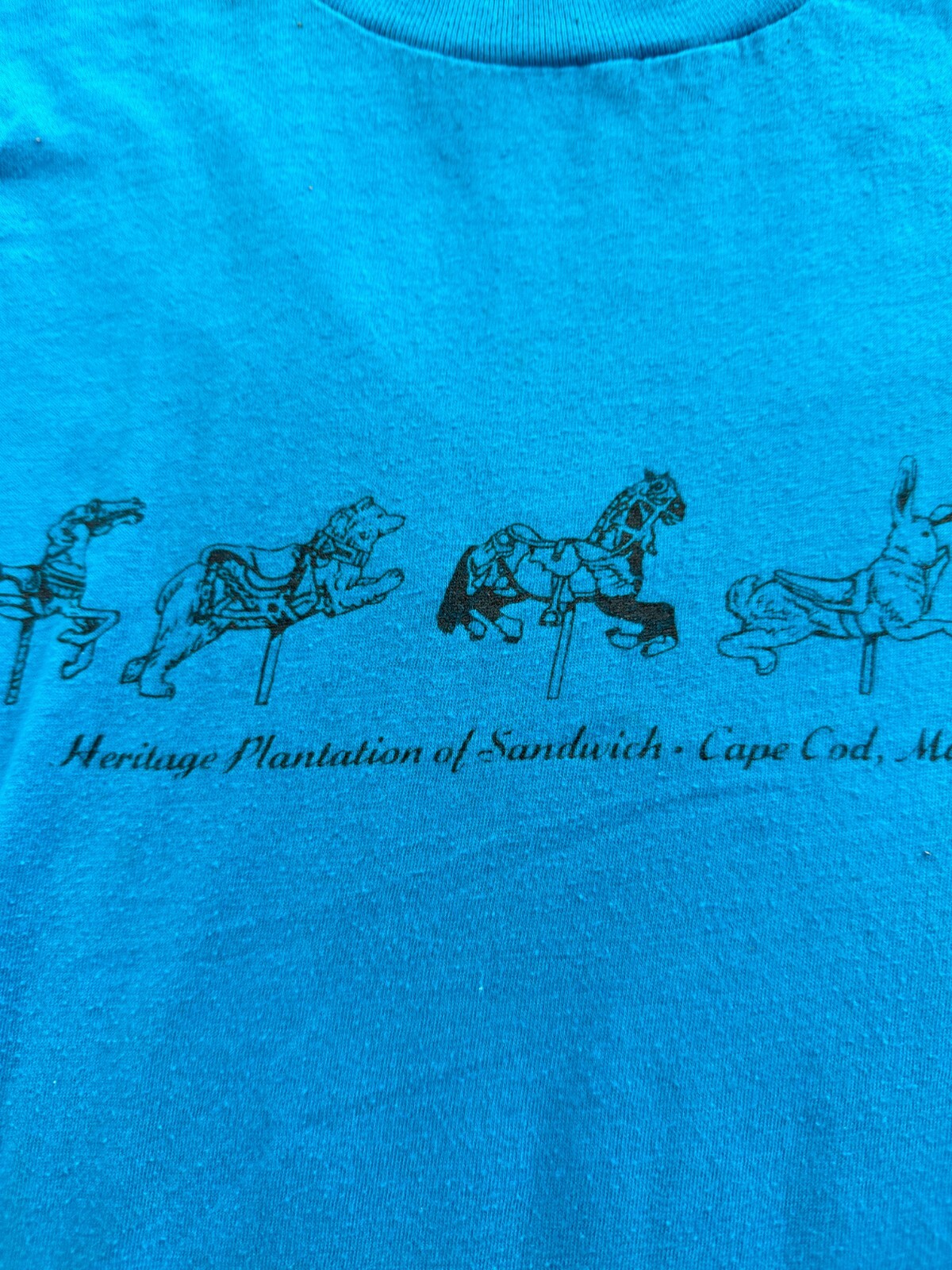 VINTAGE 80s Massachusetts Shirt Mens M Blue Heritage Museum Carousel Cape Cod * gallery