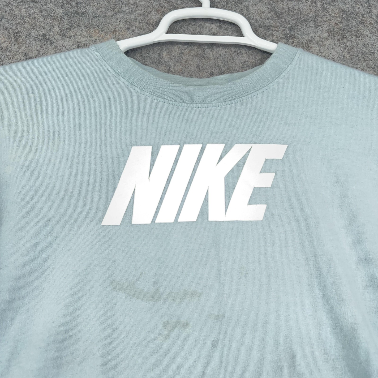Nike Shirt Mens XL Light Blue Long Sleeve Logo Tape Graphic Tee Cotton Athletic gallery