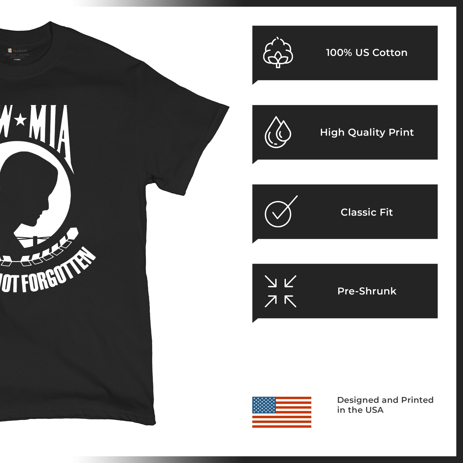 POW MIA You Are Not Forgotten T-Shirt Patriotic Tee Shirt gallery