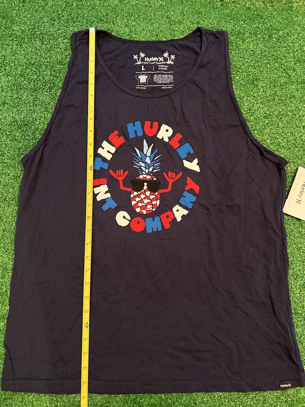 Hurley Tank Top Mens L Obsidian Blue Graphic Everyday Washed Pineapple Shaka gallery