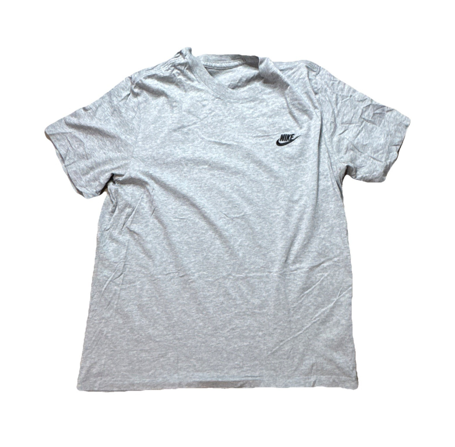 Nike Men's The Nike Tee Gray Solid Logo T-Shirt Crew Neck Short Sleeve Size L gallery