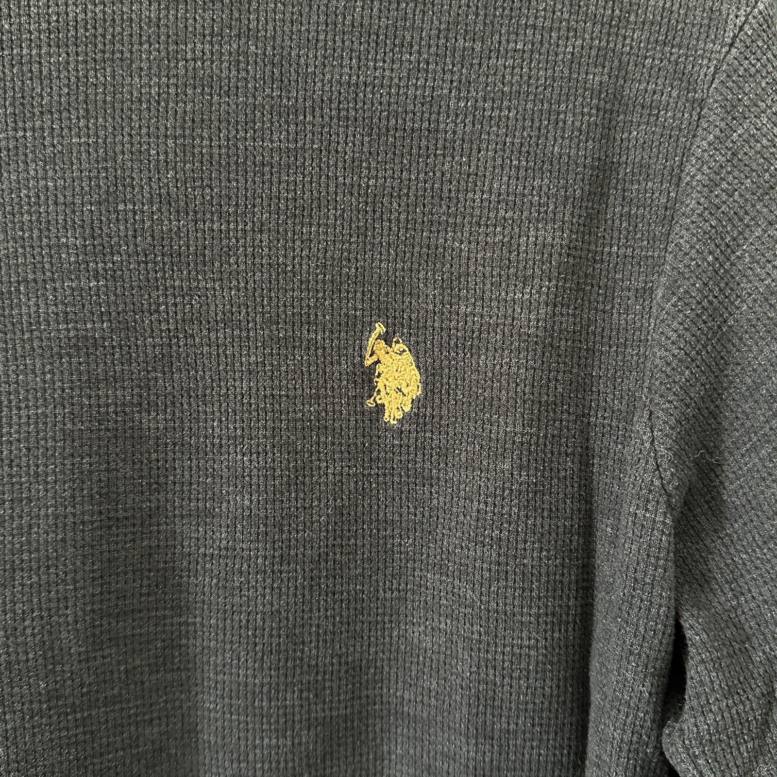 US Polo Assn. Men's Knit Sleepwear Top Size L Dark Gray Yellow Logo Long Sleeve gallery