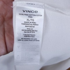 VINCE Shirt Mens XL White Pullover Short Sleeve Pique T-Shirt 100% Cotton $110