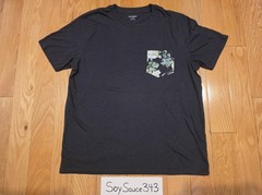OLD NAVY MEN’S SOFT WASHED FLORAL POCKET BLACK TEE SHIRT SIZE MEDIUM