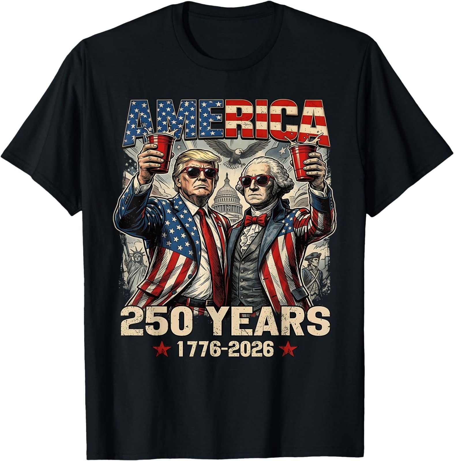 250 Years America Anniversary 250th Trump Washington Vintage T-Shirt gallery
