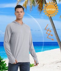 UPF50+ Men’s Sun Protection Long Sleeve Hoodie Fishing Hiking Casual Sport Shirt