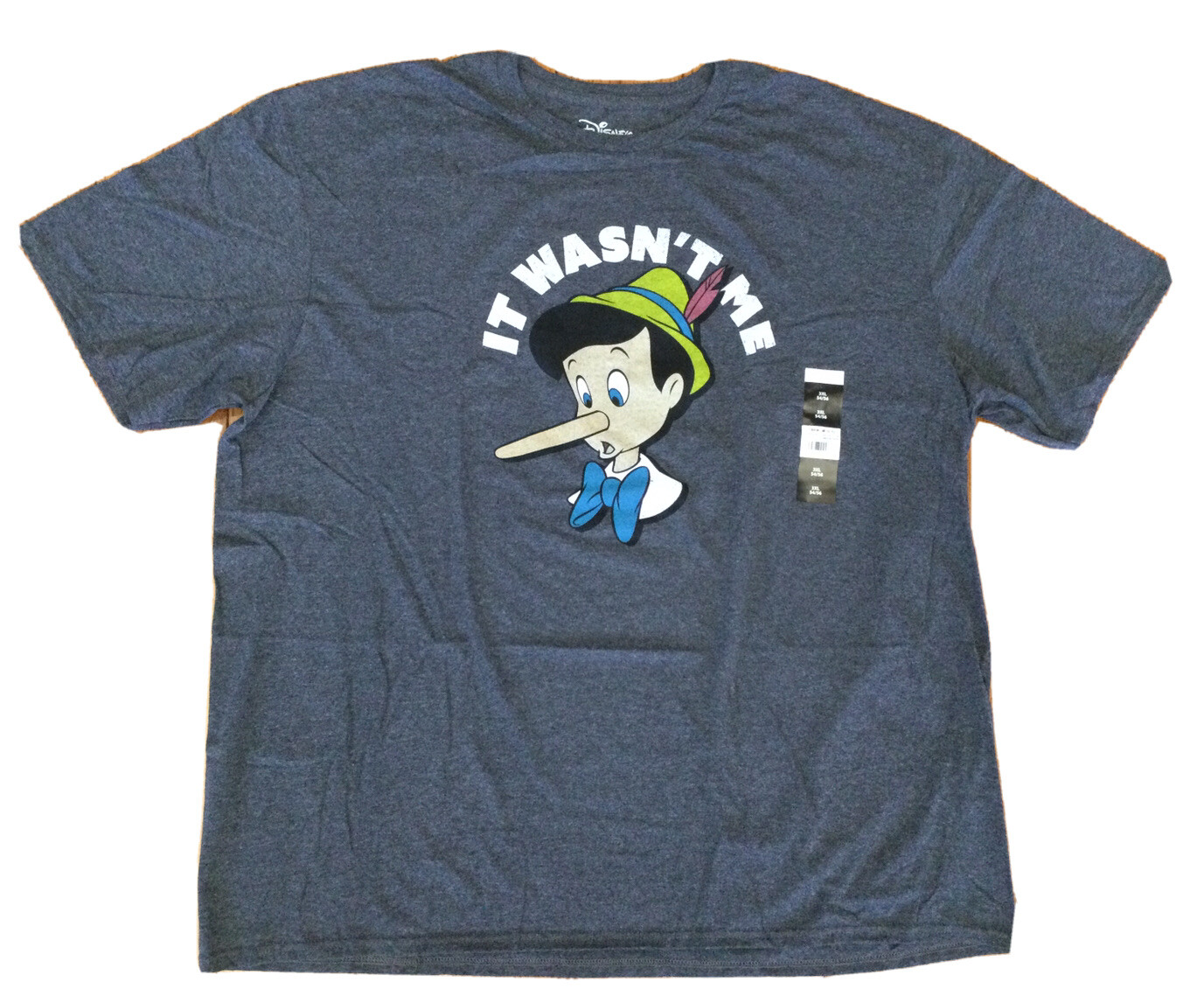 New Disney Pinocchio it Wasnt Me Men’s Gray Tee T-shirt Shirt Sz 3XL (54-56)