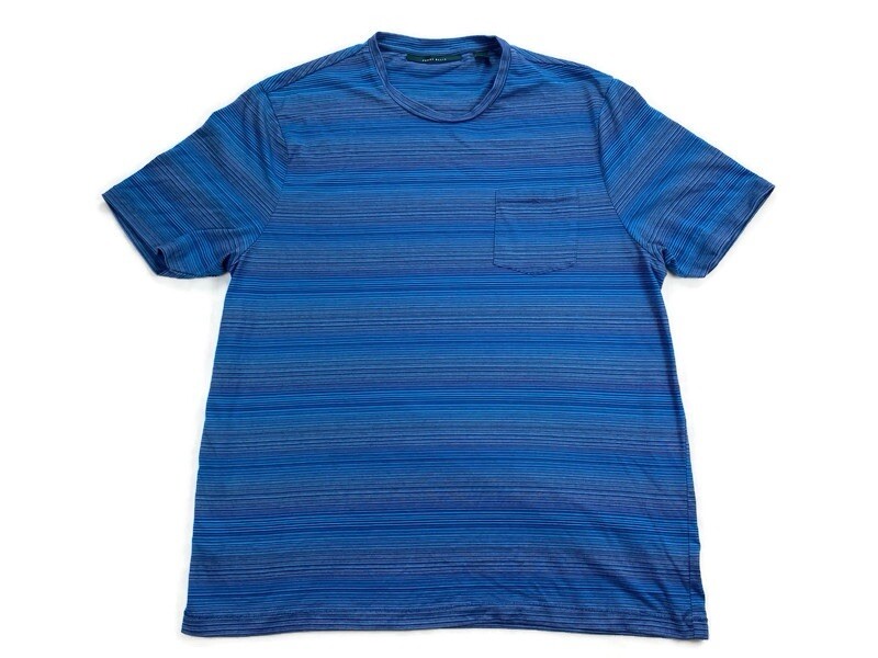 Perry Ellis Men’s Short Sleeve Blue Striped Shirt XXL gallery