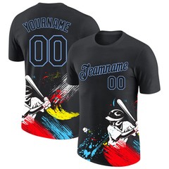Custom Graffiti Pattern Black Light Blue 3D T-Shirt Art Graphic Gift Mens