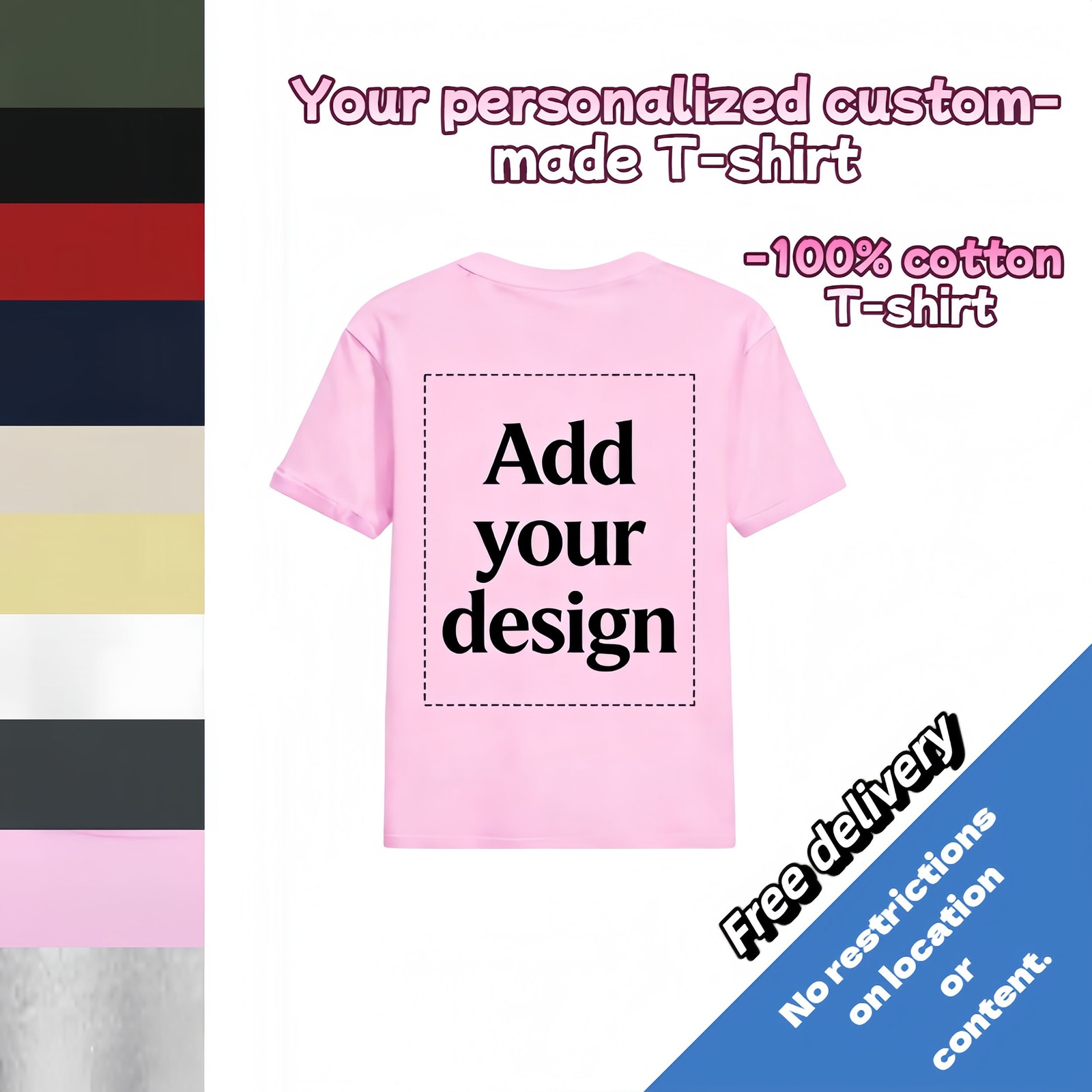 Customized text design, printed on personalized T-shirts.Design and print by you gallery