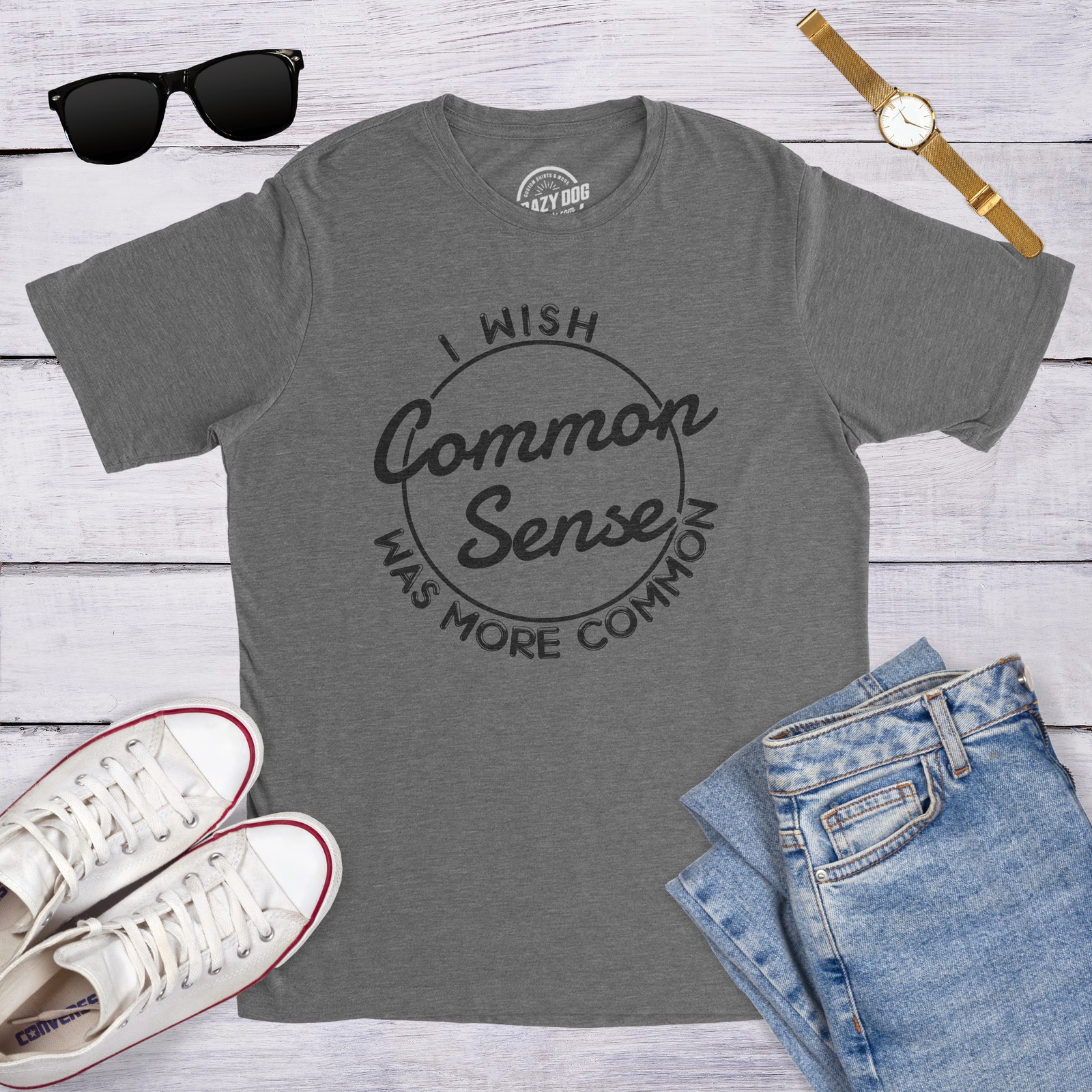 Mens I Wish Common Sense Was More Common T Shirt Funny Sarcastic Tee gallery