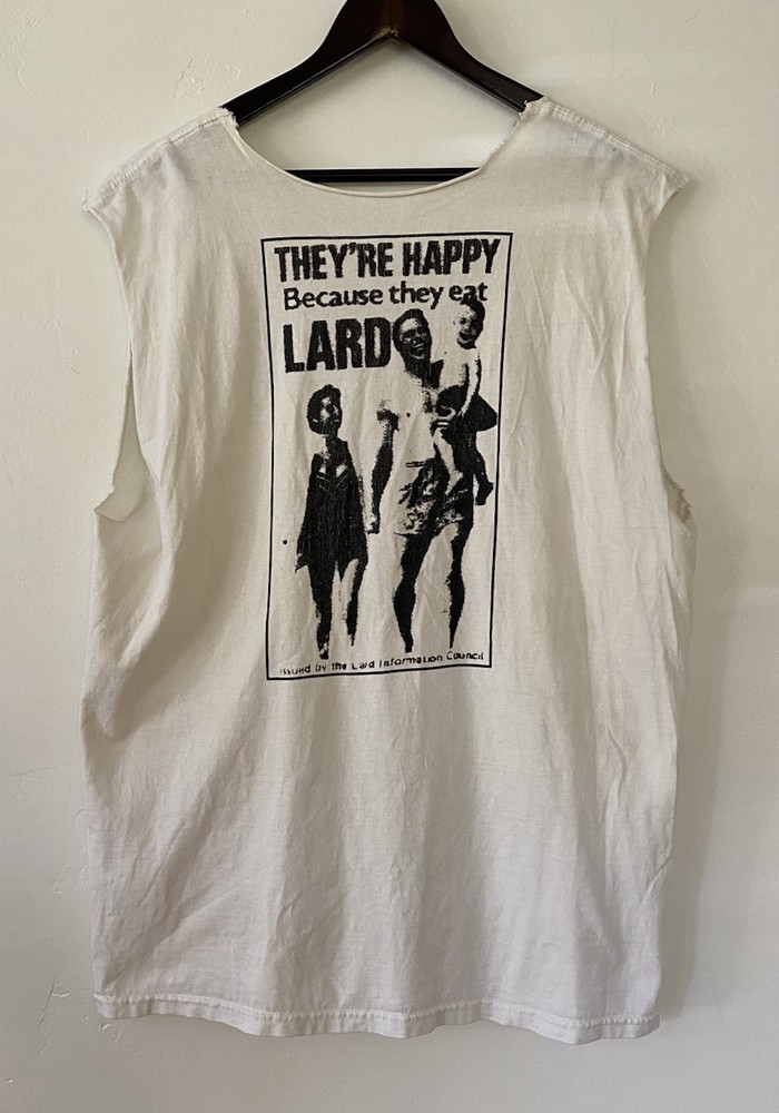 VTG 90s Lard Information Council Funny Chopped Spoof T Shirt XL Thrashed Grunge