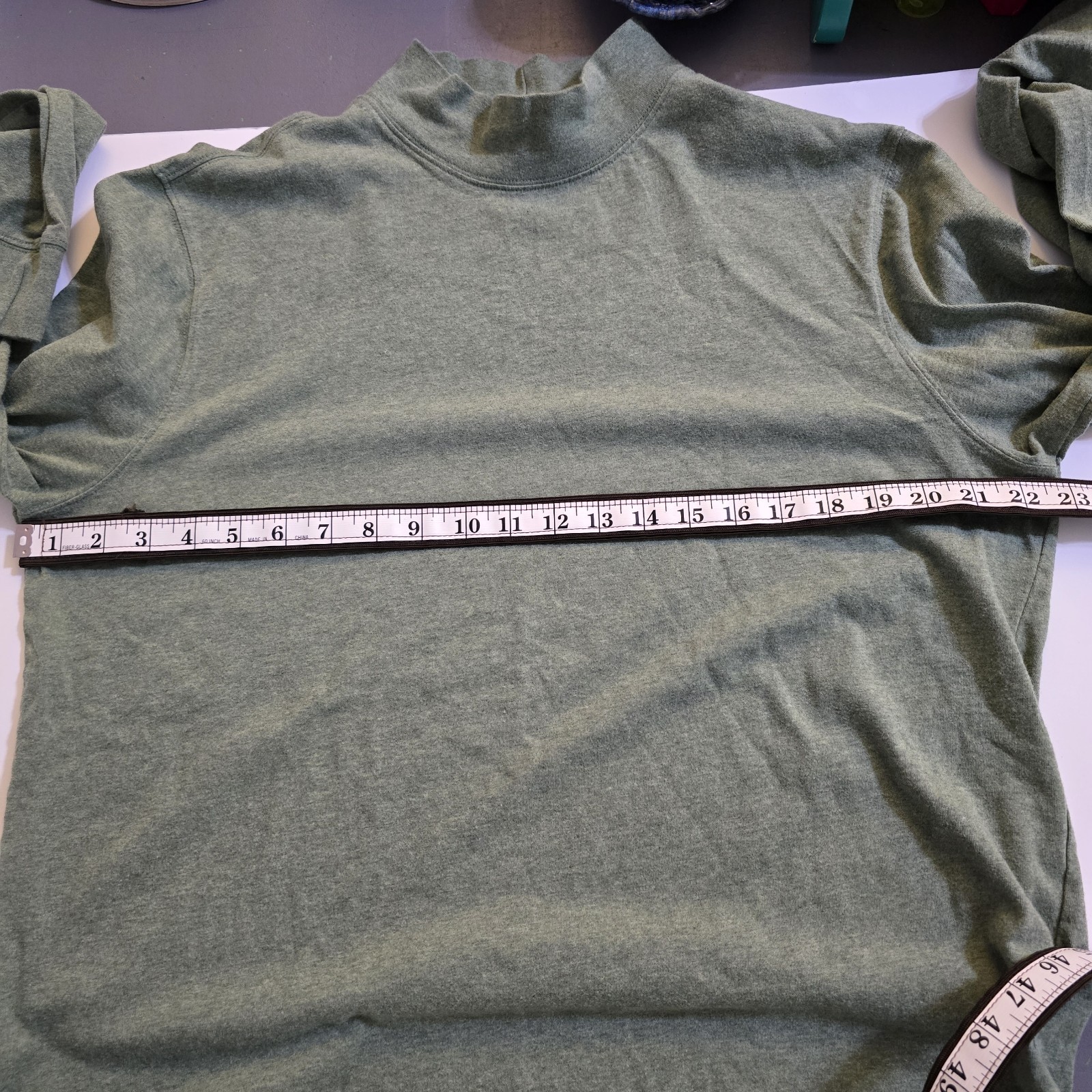 Lands' End Men's L/T Green Solid Mock Neck Long Sleeve Knit Stretch T-Shirt gallery