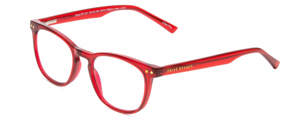 Prive Revaux Womens Show Off Single Designer Reading Glasses in Red Crystal 49mm