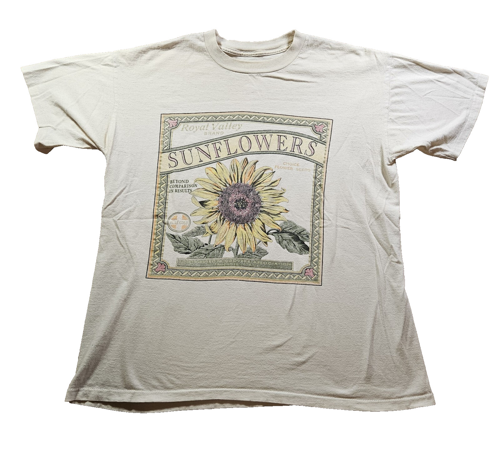 Vintage Sunflower Royal Valley Floral Print 90s Graphic T-shirt Single-Stitch XL gallery