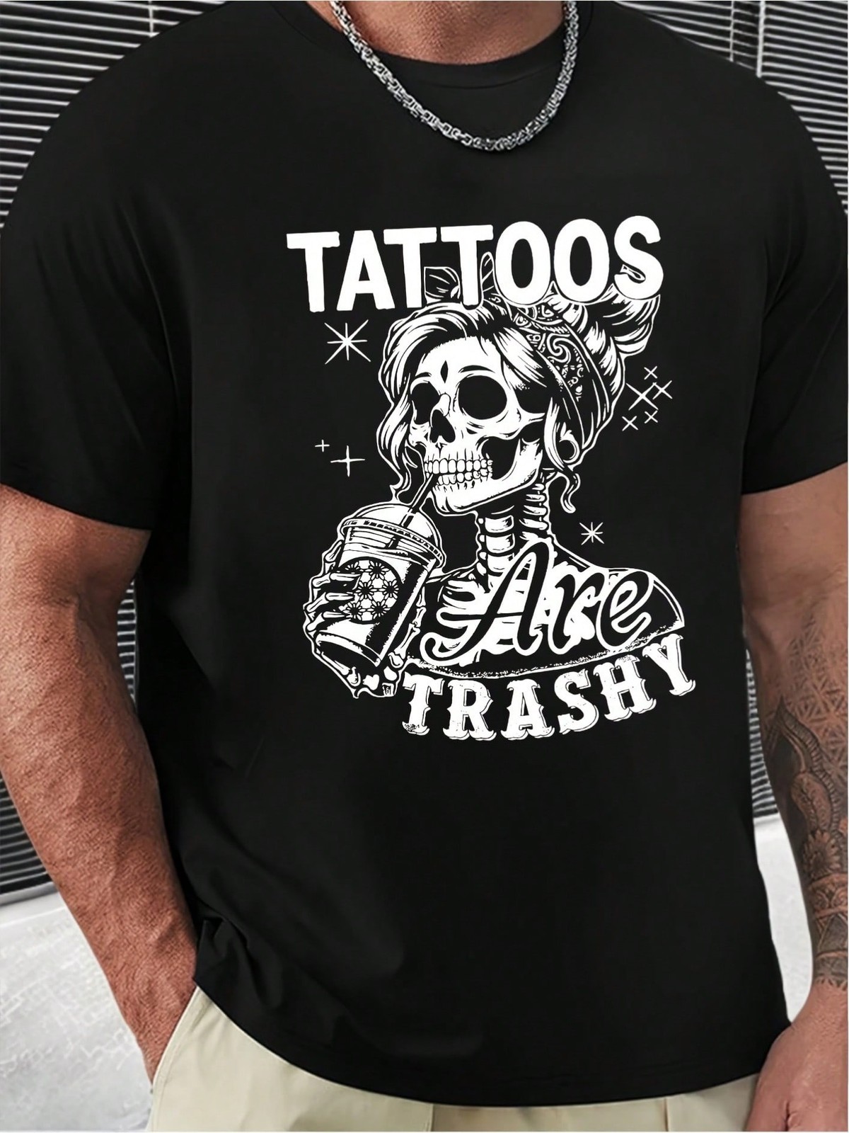 Funny "Tattoos Are Trashy" Slogan T-Shirt - Soft Breathable Cotton Tee gallery