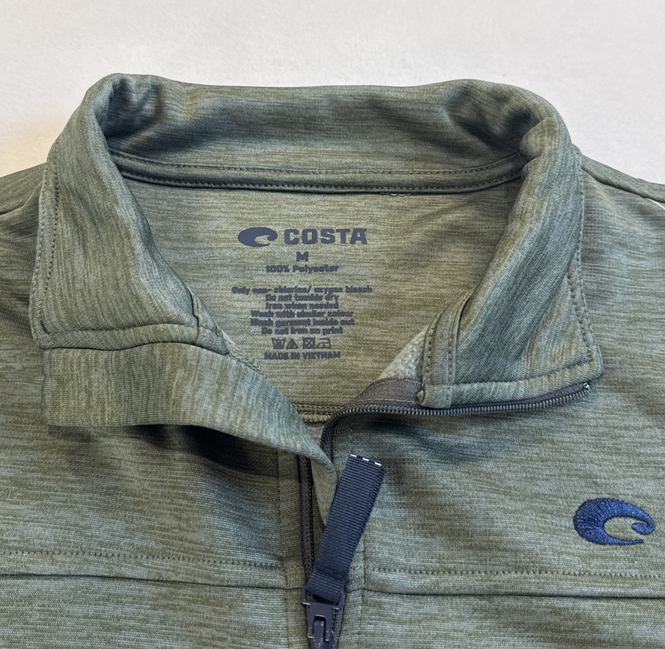 Costa Del Mar Tech Harbor Fleece 1/4 Zip Shirt - Size M Moss Green Heather NWT gallery