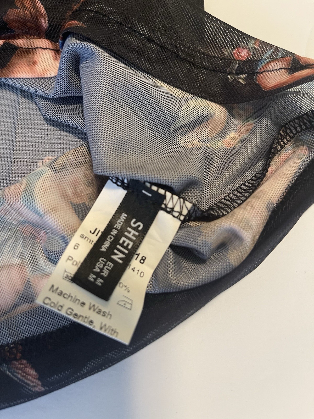 Shein Shirt Semi Sheer Cherub Angel Print Medium Mens Black Club wear Street gallery