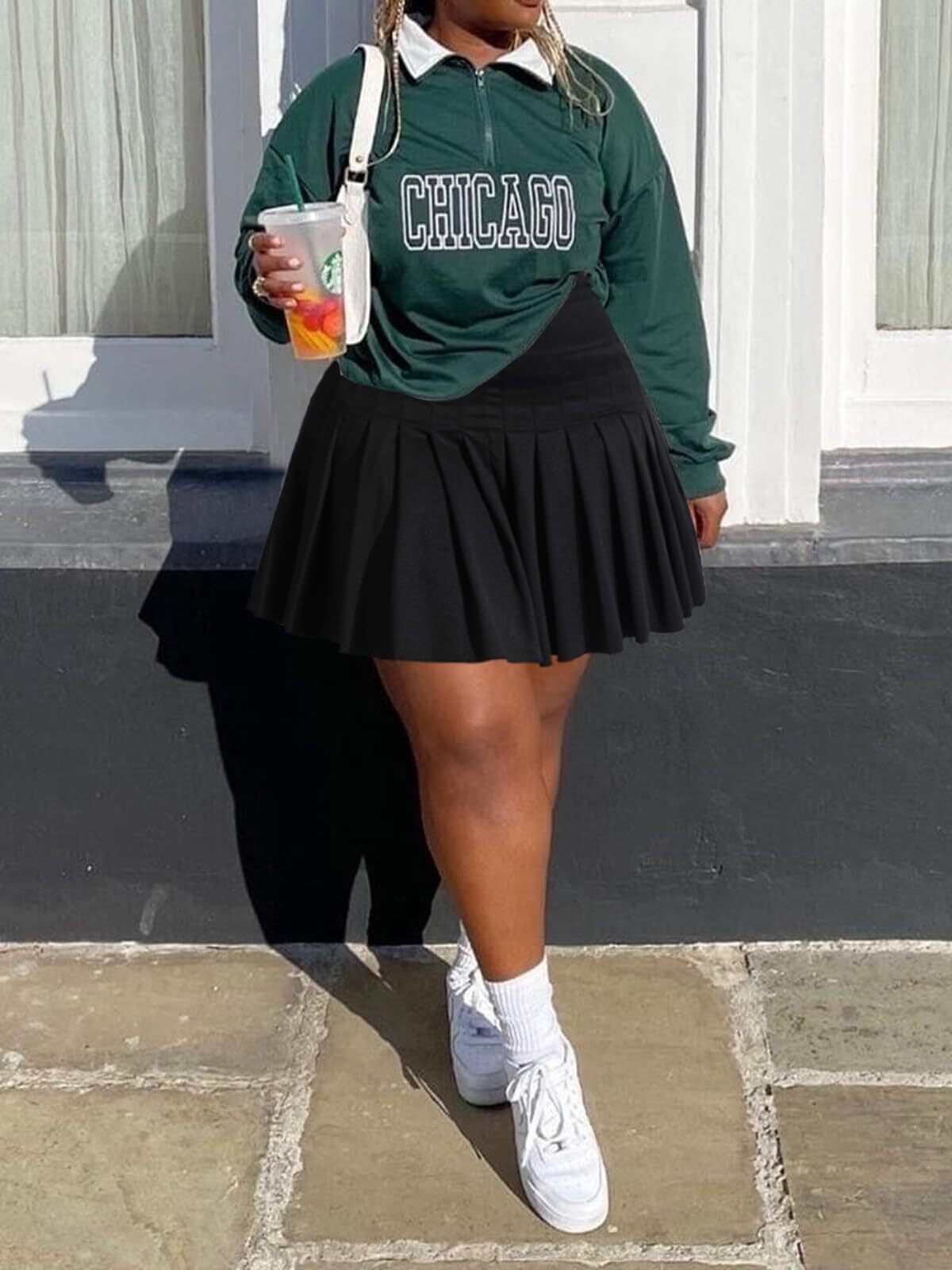 Women's Plus Size Pleated Mini Skirt- Girls High Waist Tennis Athletic Skirt ... gallery