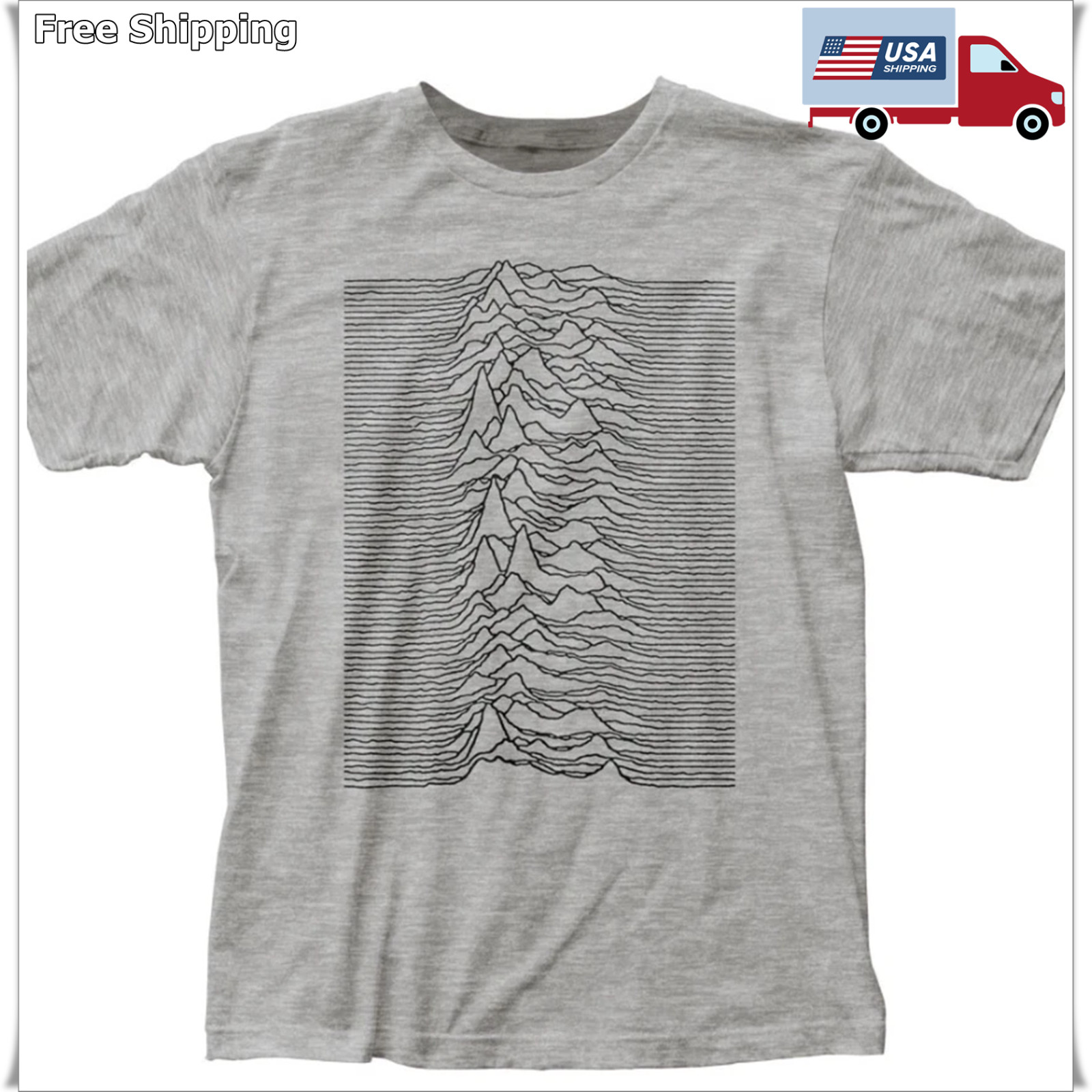 Joy Division Unknown Pleasures T Shirt Mens Rock Band Tee Classic Music Grey gallery