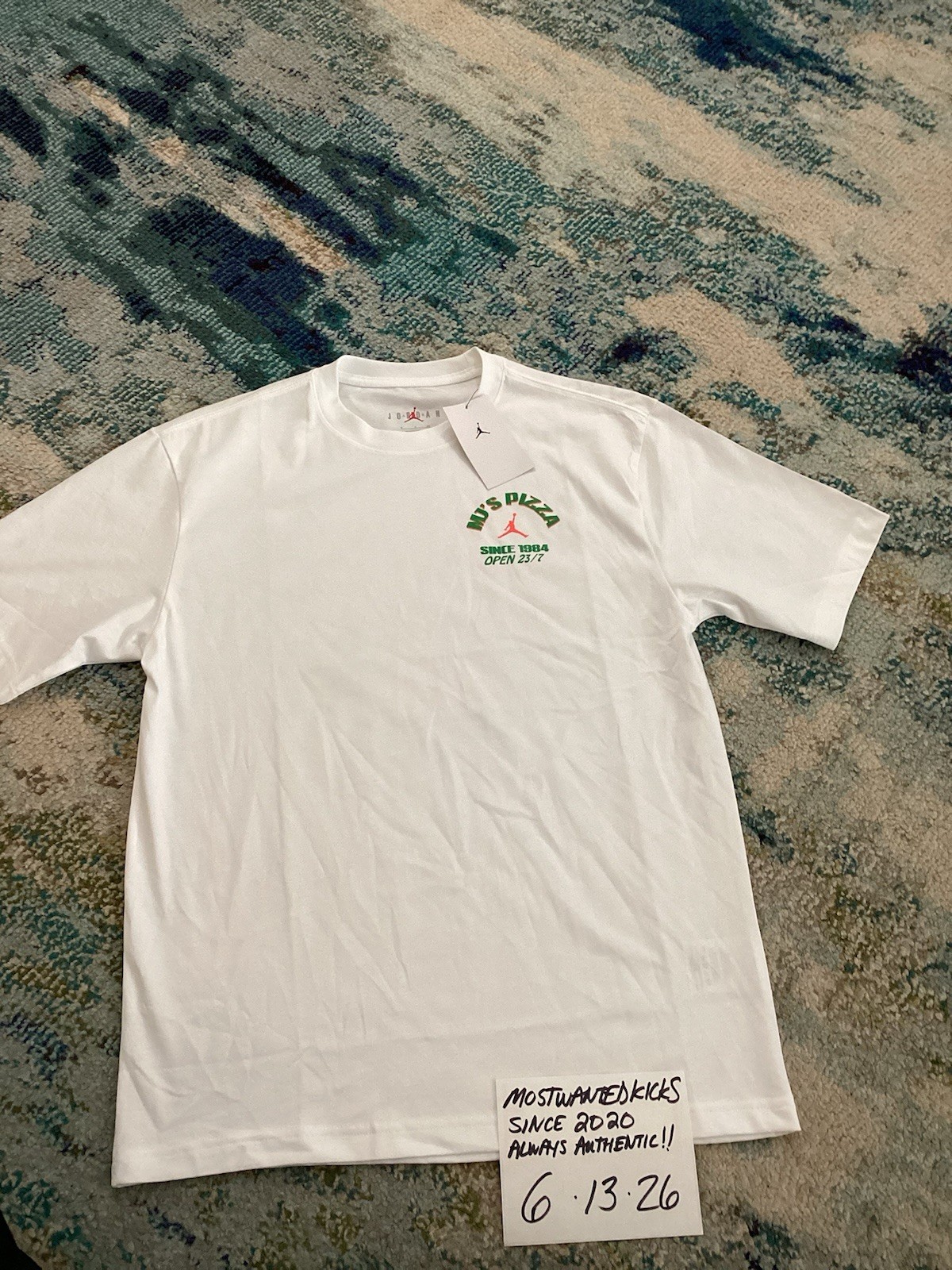 NWT Nike Air Jordan Graphic MJ’s Pizza 23 White T-Shirt Men’s Sz SFREE SHIP gallery