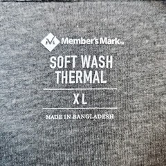 Members Mark Soft Wash Thermal Henley Size XL Long Sleeve Shirt Heathered Black