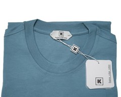 Kired by Kiton Slate Blue Supima Crepe Cotton Short Sleeve Slim T-Shirt M 50 IT
