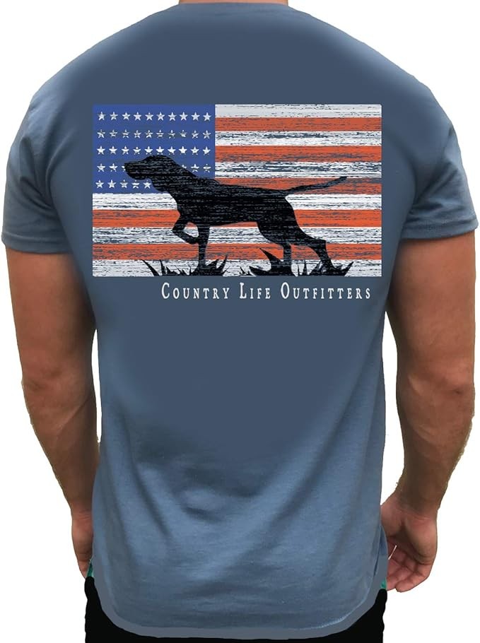 Pointer Dog American Flag T Shirt 1776 2026 USA 250th Anniversary Indigo Tee