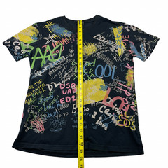 Dsquared2 Men’s Graffiti Tattoo Smoke 100% Cotton S/S T-Shirt Black • Italy • XL