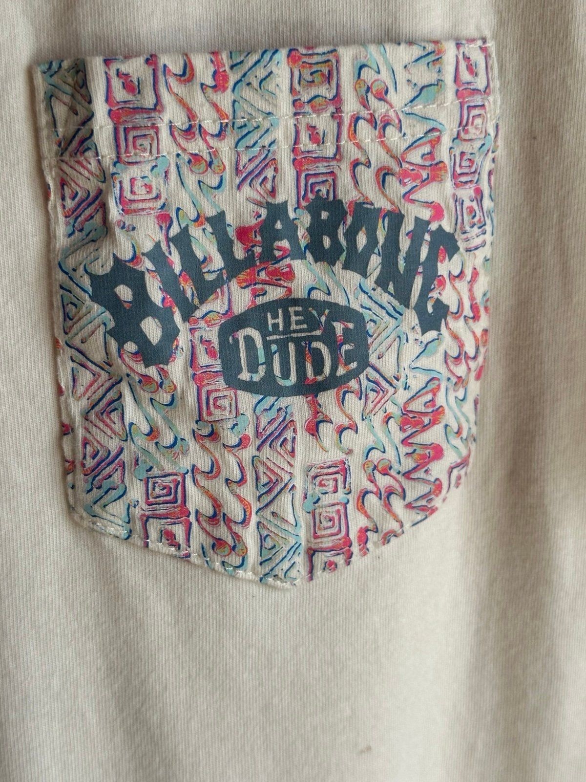 Rare Hey Dude x Billabong Pocket Tee - Cream Size Small Limited Edition gallery