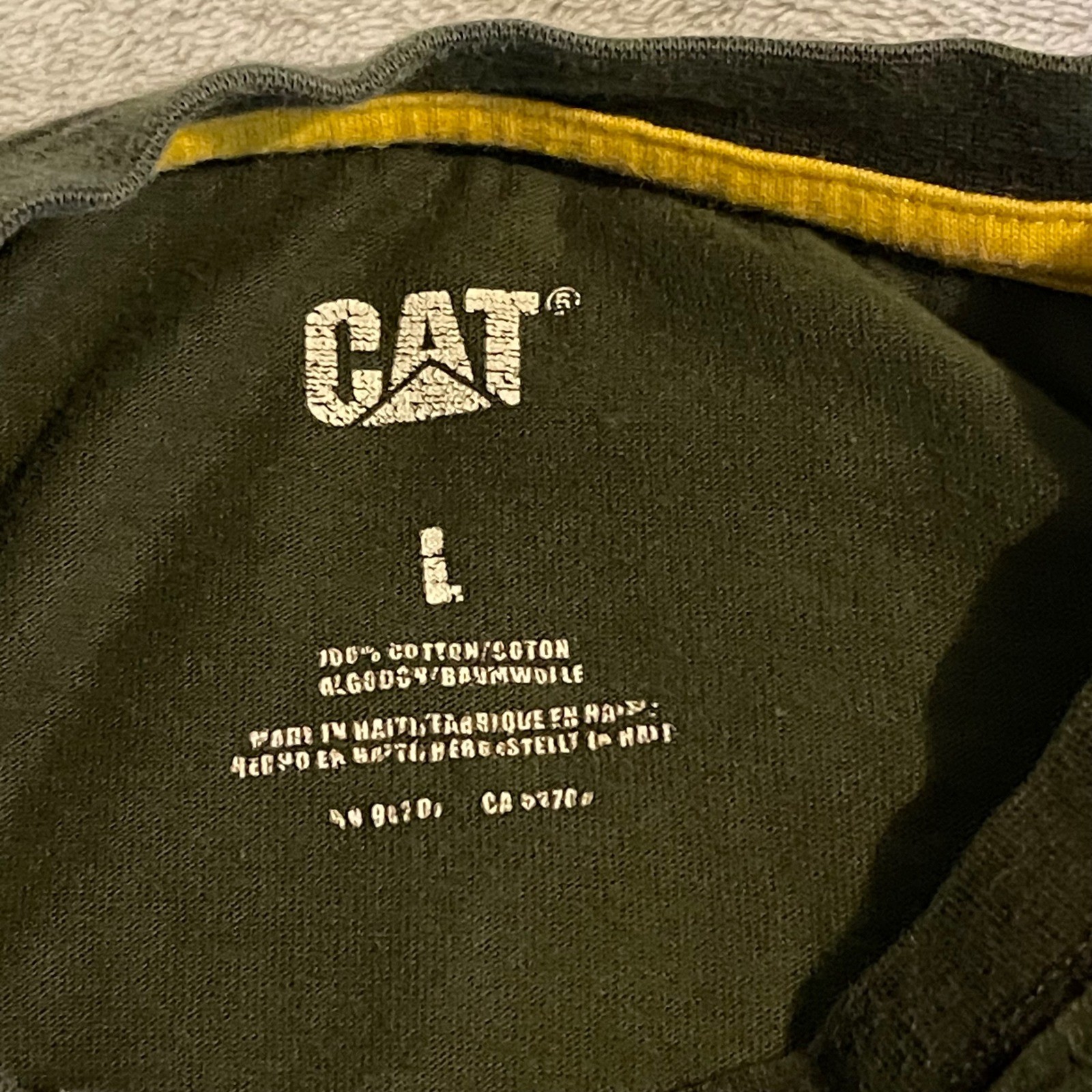 Caterpillar CAT Mens Camo Long Sleeve T-Shirt Green Camouflage Logo Size Large gallery