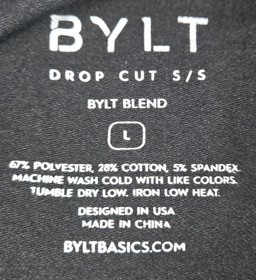 Mens BYLT Drop Cut Basics Short Sleeve T Shirt Black Large gallery