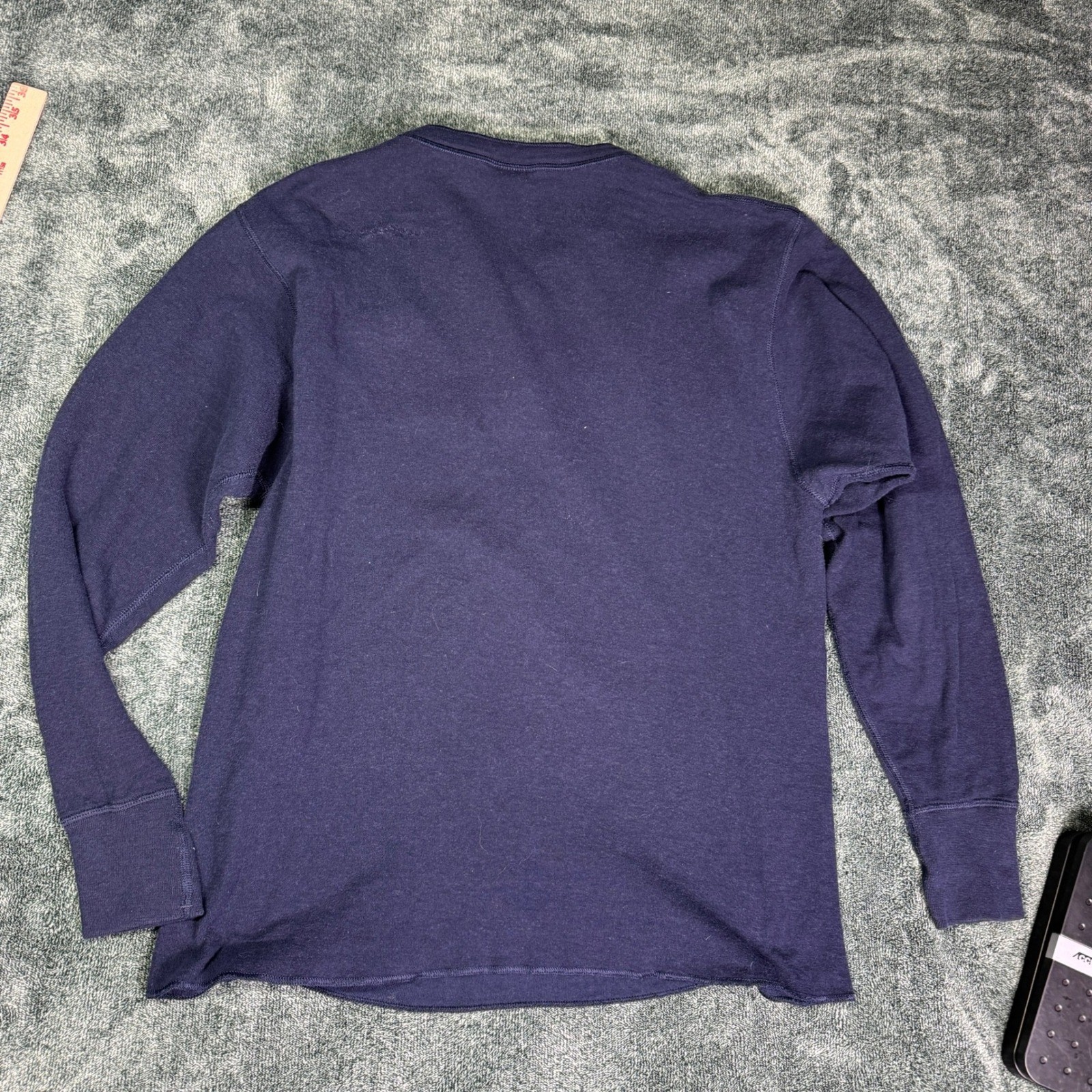Vintage L.L. Bean River Driver Shirt Mens Medium Made in USA Navy Wool Henley gallery