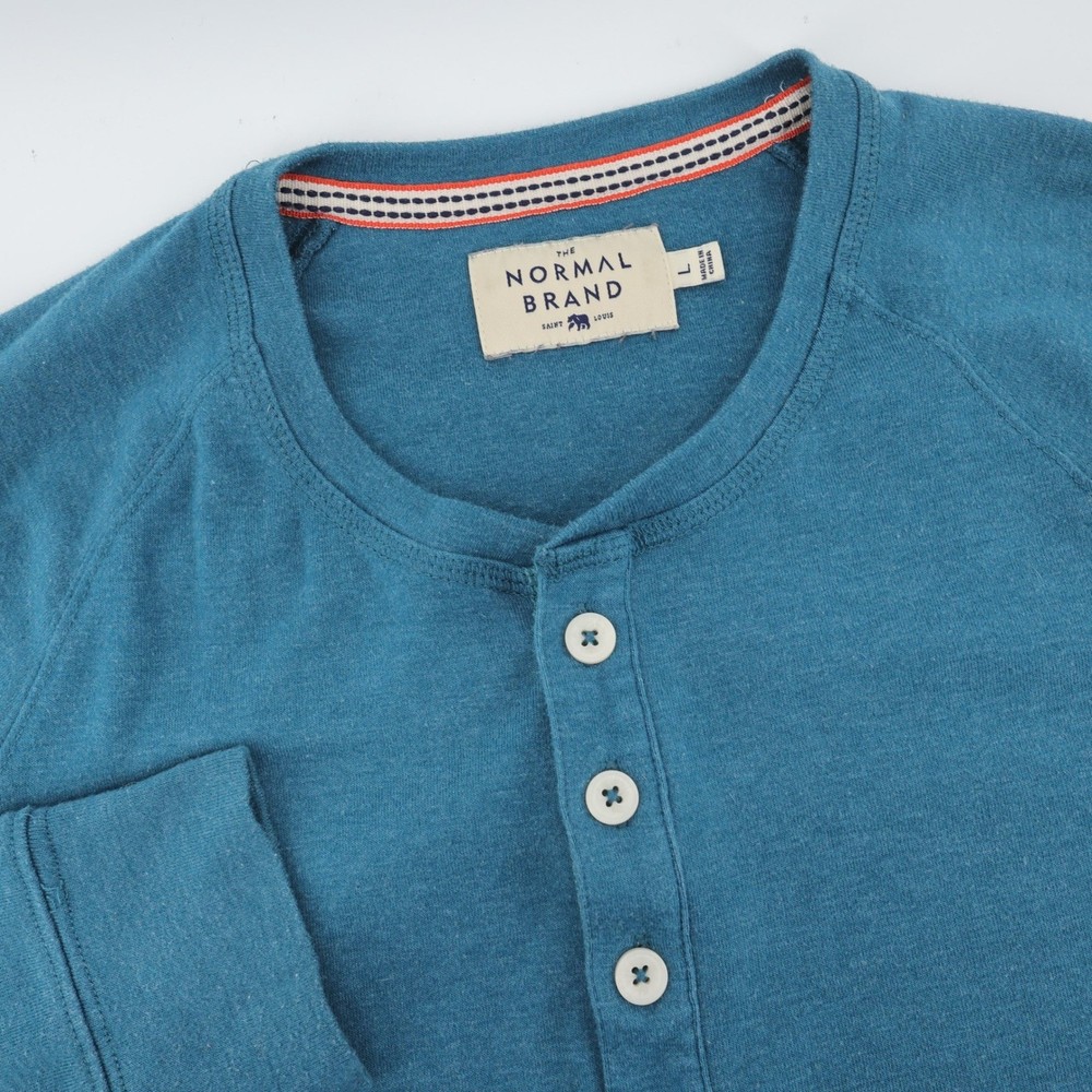 The Normal Brand Men’s Teal Long Sleeve Henley Shirt Size Large