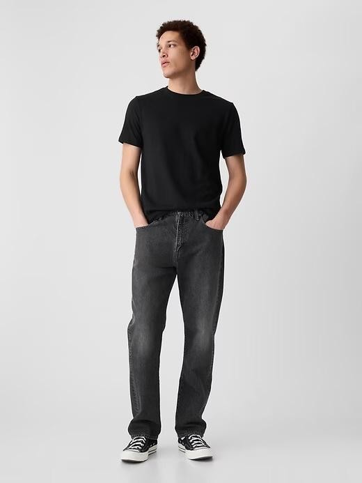Gap Everyday Soft Shirt Mens Medium Black Basic Crew Neck Cotton Solid Tee NEW gallery