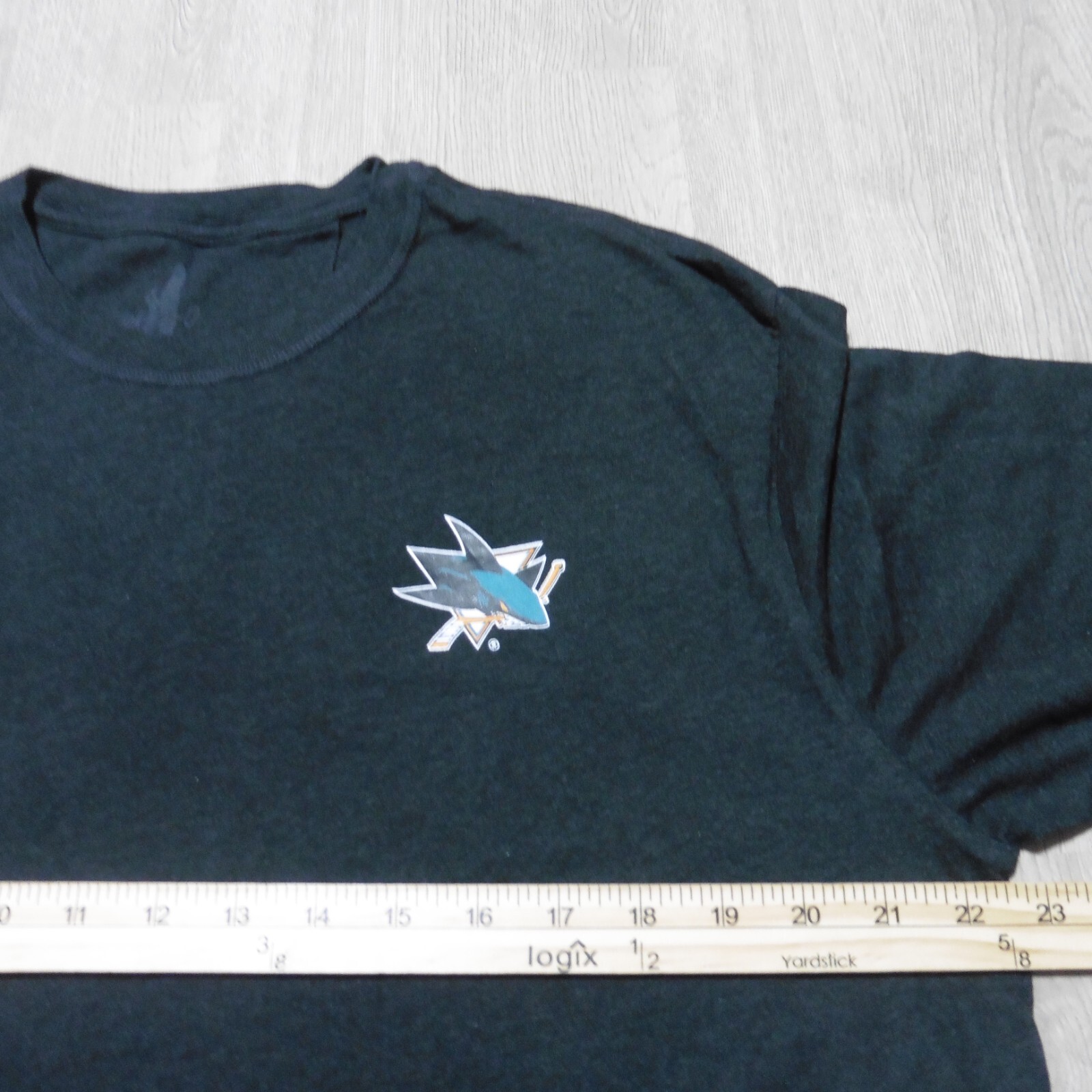 JOHNNIE O SAN JOSE SHARKS Mens L LARGE T SHIRT CHARCOAL GREY NHL HOCKEY H SPENCE gallery
