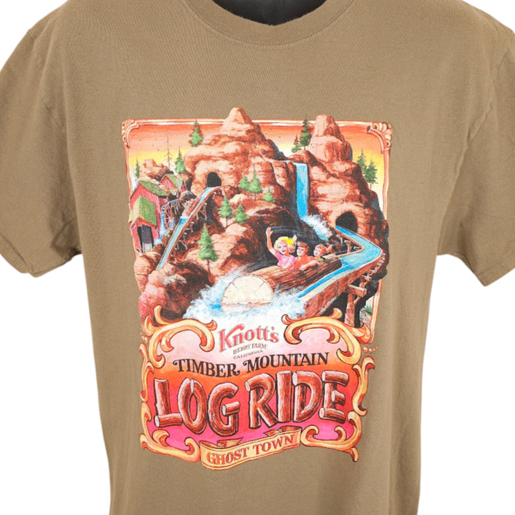 Knotts Berry Farm T Shirt Mens Size Large Brown Timber Mountain Log Ride