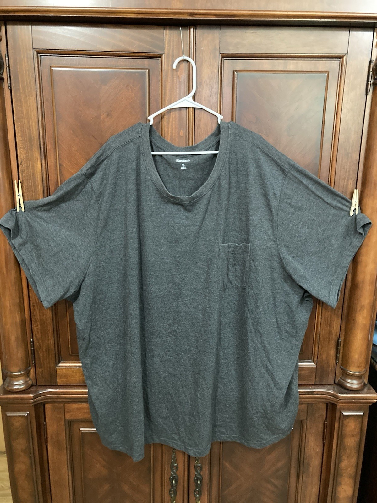 men's 7xl big Kingsize crewneck s sleeve pocket tee shirt Heather Charcoal Grey gallery