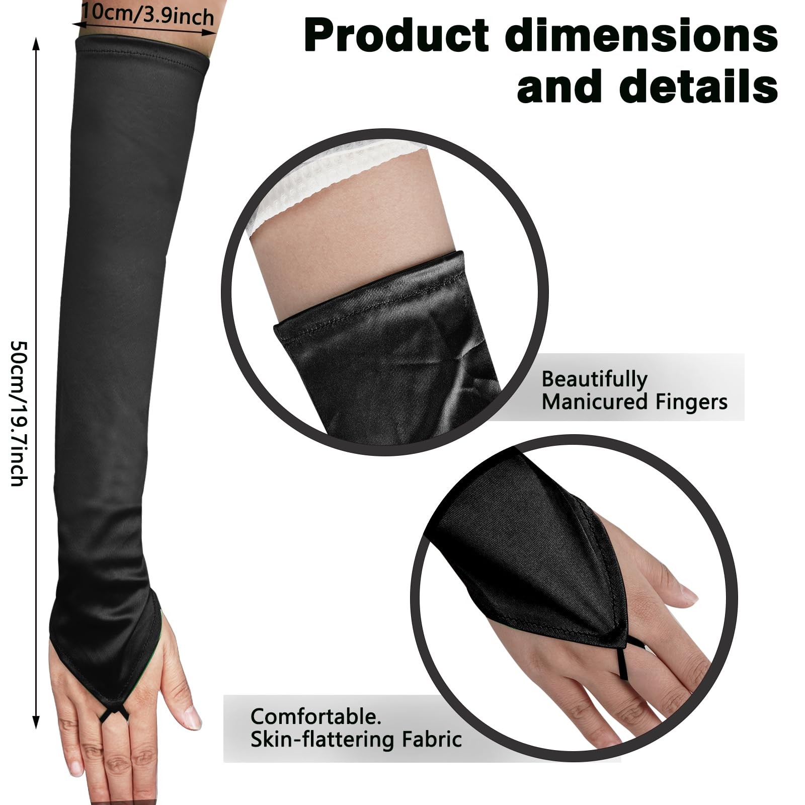 Long Opera Party Fingerless 1920s 20s Satin Tea Party Gloves Costumes Elbow L... gallery