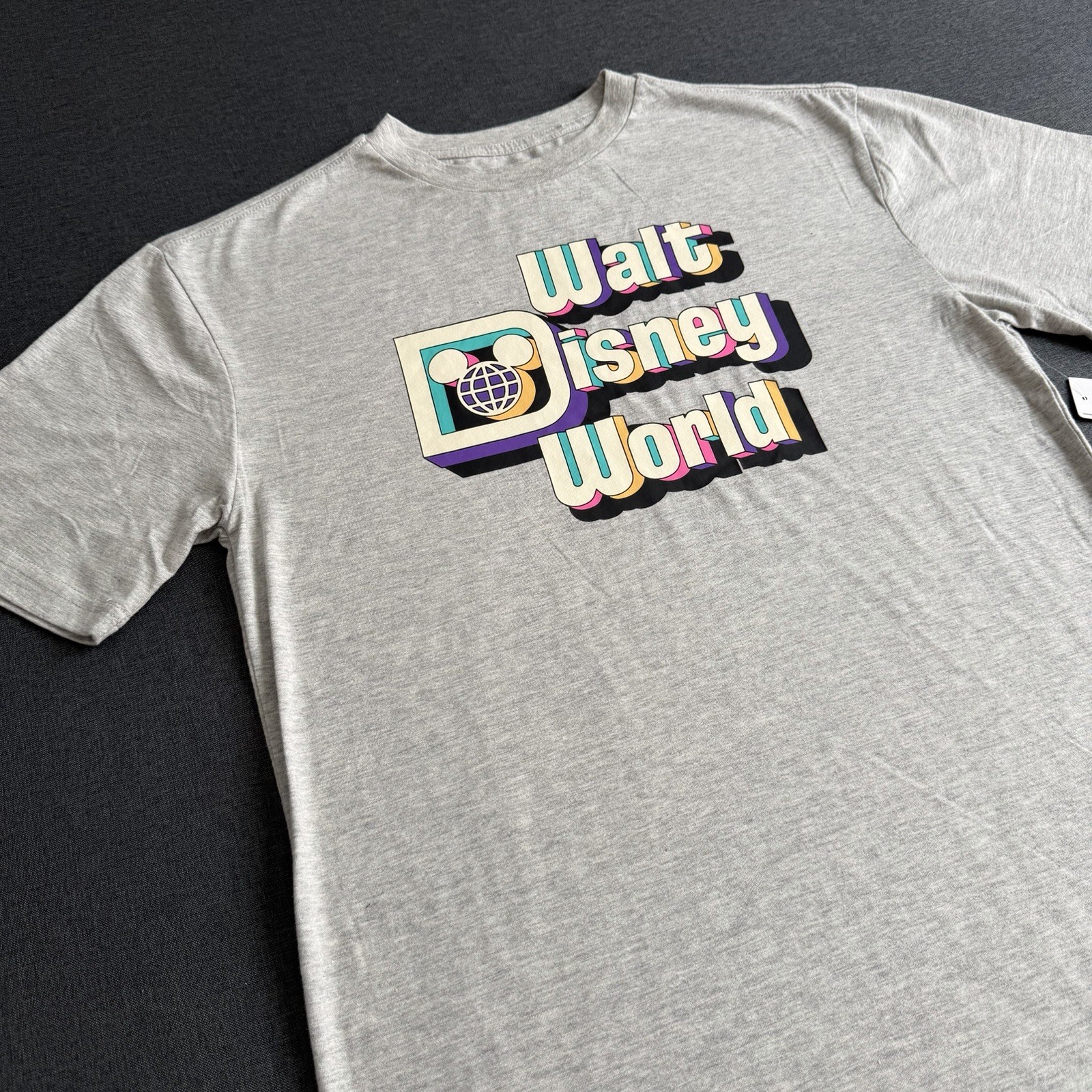 Walt Disney World Mens T Shirt Small Grey Marl Retro Disney Logo Chest 40" gallery