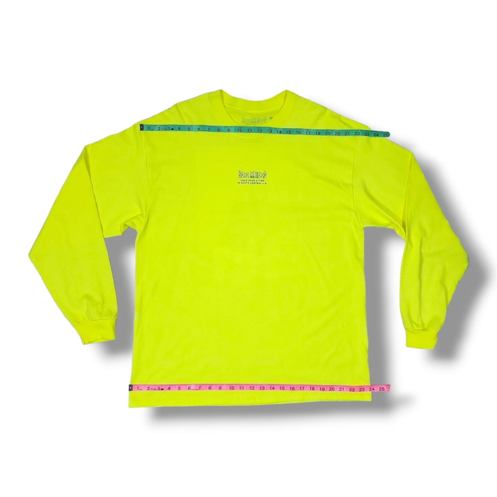 Boyz N The Hood Neon Yellow Long Sleeve Crew Neck T-Shirt Men's Size XL gallery