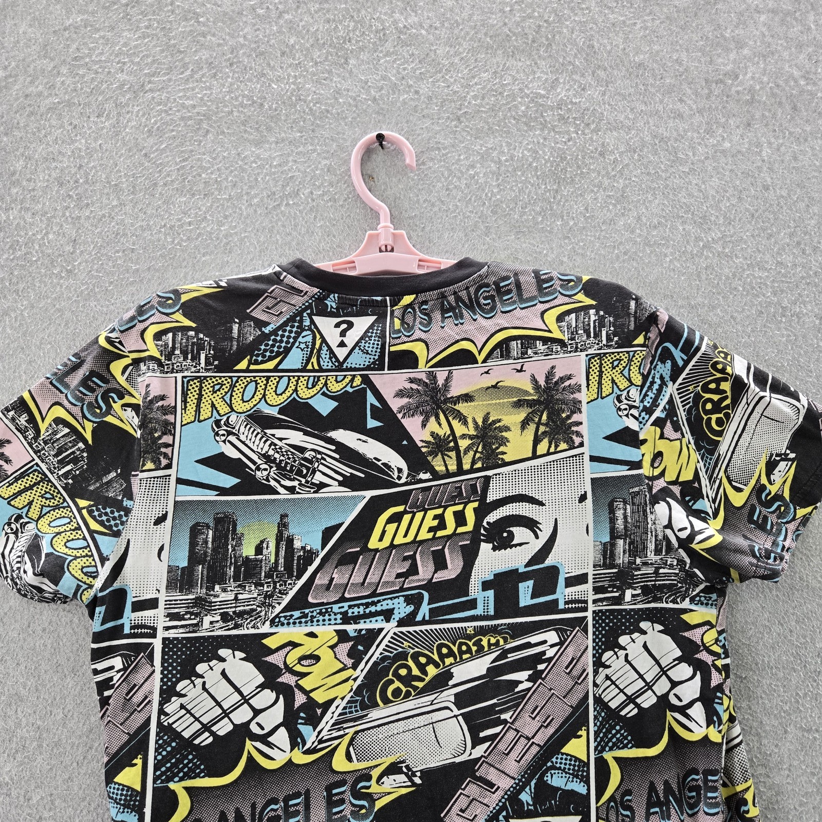 GUESS Men Shirt L Black Graphic Comic Graffiti Panels Tee Logo Short Sleeve gallery
