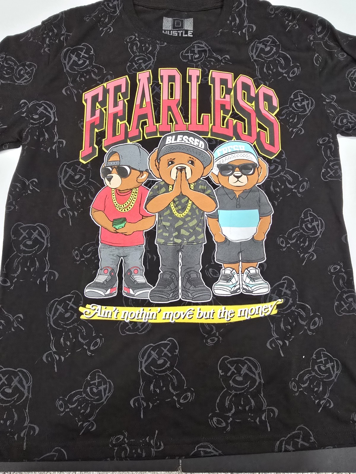 Hustle Mens Full Print Graphic Legend Bear Hustle Shirt L gallery