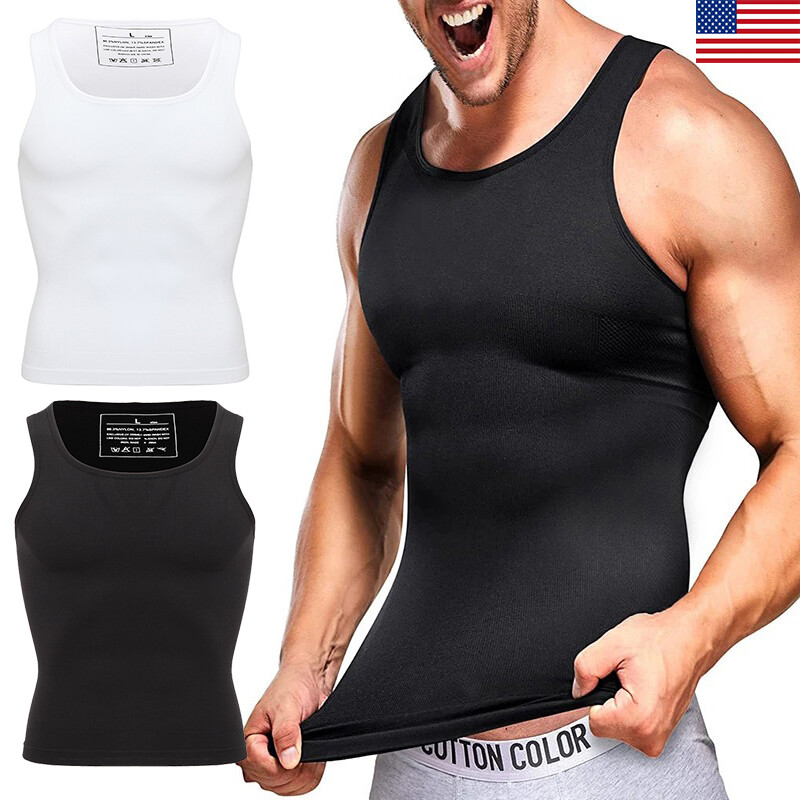 Mens Belly Compression Vest T Shirt Slimming Body Shaper Shapewear Tank Top DLGM gallery