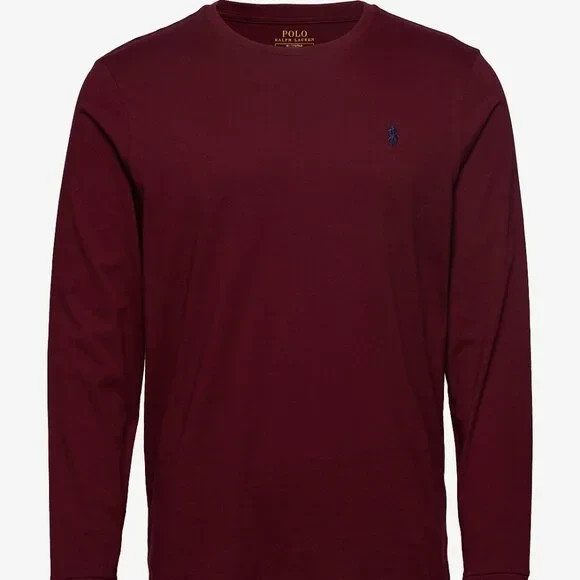 Polo Ralph Lauren Long Sleeve Custom Slim Fit T-Shirt Maroon Men’s Size SMALL