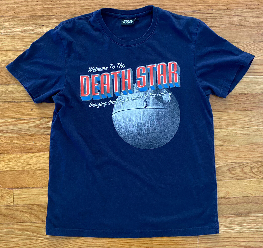 VTG Y2K Star Wars Welcome To The Death Star Navy Blue T Shirt SZ L